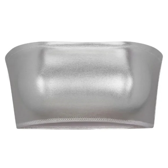 Skims Swim Metallic Bandeau bikini top - Nickel